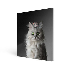 Холст квадратный с принтом Кот и мышка в Екатеринбурге, 100% ПВХ |  | Тематика изображения на принте: животные | кот | котенок | кошка | крыса | мышка | мышь | перс | персидский кот | серый