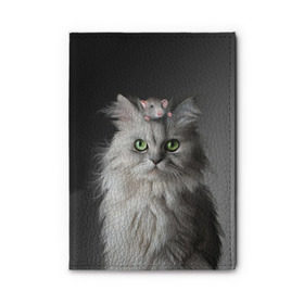 Обложка для автодокументов с принтом Кот и мышка в Екатеринбурге, натуральная кожа |  размер 19,9*13 см; внутри 4 больших “конверта” для документов и один маленький отдел — туда идеально встанут права | животные | кот | котенок | кошка | крыса | мышка | мышь | перс | персидский кот | серый