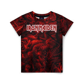 Детская футболка 3D с принтом Iron Maiden в Екатеринбурге, 100% гипоаллергенный полиэфир | прямой крой, круглый вырез горловины, длина до линии бедер, чуть спущенное плечо, ткань немного тянется | бас | британия | брюс дикинсон | гитара | группа | дева | железная | метал | нико макбрэйн | рок | стив харрис | хеви | яник герс