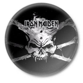 Значок с принтом Iron Maiden в Екатеринбурге,  металл | круглая форма, металлическая застежка в виде булавки | бас | британия | брюс дикинсон | гитара | группа | дева | железная | метал | нико макбрэйн | рок | стив харрис | хеви | яник герс