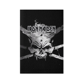 Обложка для паспорта матовая кожа с принтом Iron Maiden в Екатеринбурге, натуральная матовая кожа | размер 19,3 х 13,7 см; прозрачные пластиковые крепления | бас | британия | брюс дикинсон | гитара | группа | дева | железная | метал | нико макбрэйн | рок | стив харрис | хеви | яник герс