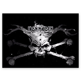 Поздравительная открытка с принтом Iron Maiden в Екатеринбурге, 100% бумага | плотность бумаги 280 г/м2, матовая, на обратной стороне линовка и место для марки
 | Тематика изображения на принте: бас | британия | брюс дикинсон | гитара | группа | дева | железная | метал | нико макбрэйн | рок | стив харрис | хеви | яник герс