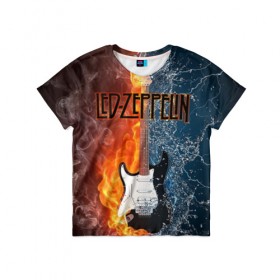 Детская футболка 3D с принтом Led Zeppelin в Екатеринбурге, 100% гипоаллергенный полиэфир | прямой крой, круглый вырез горловины, длина до линии бедер, чуть спущенное плечо, ткань немного тянется | Тематика изображения на принте: блюз рок | британская | группа | джимми пейдж | джон пол джонс | роберт плант | рок | фолк рок | хард рок | хеви метал