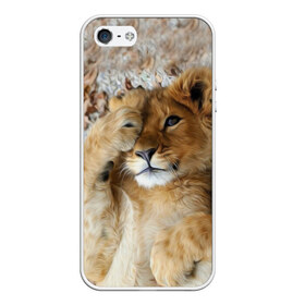 Чехол для iPhone 5/5S матовый с принтом Львенок в Екатеринбурге, Силикон | Область печати: задняя сторона чехла, без боковых панелей | дикая кошка | животные | кот | кошка | лев | львенок | львица | мордочка | природа | тигр | хищник