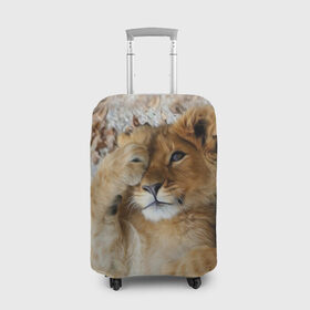 Чехол для чемодана 3D с принтом Львенок в Екатеринбурге, 86% полиэфир, 14% спандекс | двустороннее нанесение принта, прорези для ручек и колес | дикая кошка | животные | кот | кошка | лев | львенок | львица | мордочка | природа | тигр | хищник