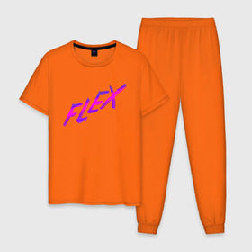 Мужская пижама хлопок с принтом Flex в Екатеринбурге, 100% хлопок | брюки и футболка прямого кроя, без карманов, на брюках мягкая резинка на поясе и по низу штанин
 | мода | новый дизайнер | прикольная надпись | прикольный текст | тренды | яркая футболка