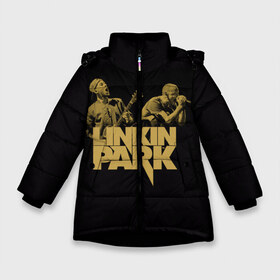 Зимняя куртка для девочек 3D с принтом Linkin Park в Екатеринбурге, ткань верха — 100% полиэстер; подклад — 100% полиэстер, утеплитель — 100% полиэстер. | длина ниже бедра, удлиненная спинка, воротник стойка и отстегивающийся капюшон. Есть боковые карманы с листочкой на кнопках, утяжки по низу изделия и внутренний карман на молнии. 

Предусмотрены светоотражающий принт на спинке, радужный светоотражающий элемент на пуллере молнии и на резинке для утяжки. | американская | группа | линкин | майк шинода | метал | музыка | ню | парк | поп | рок | рэп | феникс фаррелл | честер беннингтон | электроник