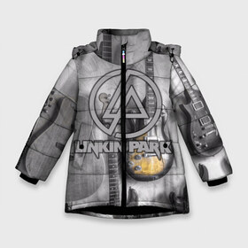 Зимняя куртка для девочек 3D с принтом Linkin Park в Екатеринбурге, ткань верха — 100% полиэстер; подклад — 100% полиэстер, утеплитель — 100% полиэстер. | длина ниже бедра, удлиненная спинка, воротник стойка и отстегивающийся капюшон. Есть боковые карманы с листочкой на кнопках, утяжки по низу изделия и внутренний карман на молнии. 

Предусмотрены светоотражающий принт на спинке, радужный светоотражающий элемент на пуллере молнии и на резинке для утяжки. | американская | группа | линкин | майк шинода | метал | музыка | ню | парк | поп | рок | рэп | феникс фаррелл | честер беннингтон | электроник