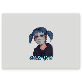 Поздравительная открытка с принтом Sally Face в Екатеринбурге, 100% бумага | плотность бумаги 280 г/м2, матовая, на обратной стороне линовка и место для марки
 | sally face | игра | компьютерная игра | лицо | маска | протез | салли фейс | школа | шрамы