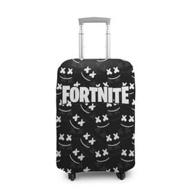 Чехол для чемодана 3D с принтом FORTNITE x MARSHMELLO в Екатеринбурге, 86% полиэфир, 14% спандекс | двустороннее нанесение принта, прорези для ручек и колес | 2019 | armor | armour | cybersport | esport | fortnite | game | llama | logo | броня | игра | киберспорт | лама | фиолетовый | фирменные цвета | фортнайт