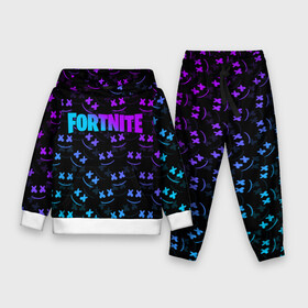 Детский костюм 3D (с толстовкой) с принтом FORTNITE MARSHMELLO NEON в Екатеринбурге,  |  | 2019 | armor | armour | cybersport | esport | fortnite | game | llama | logo | броня | игра | киберспорт | лама | фиолетовый | фирменные цвета | фортнайт