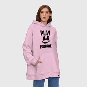 Худи SuperOversize хлопок с принтом FORTNITE x MARSHMELLO в Екатеринбурге, 70% хлопок, 30% полиэстер, мягкий начес внутри | карман-кенгуру, эластичная резинка на манжетах и по нижней кромке, двухслойный капюшон
 | 2019 | armor | armour | cybersport | esport | fortnite | game | llama | logo | броня | игра | киберспорт | лама | фиолетовый | фирменные цвета | фортнайт