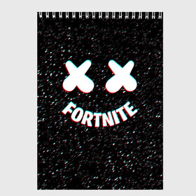 Скетчбук с принтом FORTNITE x MARSHMELLO в Екатеринбурге, 100% бумага
 | 48 листов, плотность листов — 100 г/м2, плотность картонной обложки — 250 г/м2. Листы скреплены сверху удобной пружинной спиралью | 2019 | armor | armour | cybersport | dj | esport | fortnite | galaxy | game | llama | logo | marshmello | space | usa | америка | броня | галакт | игра | киберспорт | клубная музыка | лама | маршмелло |