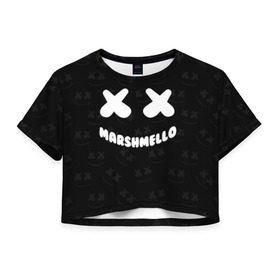 Женская футболка Cropp-top с принтом MARSHMELLO в Екатеринбурге, 100% полиэстер | круглая горловина, длина футболки до линии талии, рукава с отворотами | dj | marshmello | usa | америка | клубная музыка | маршмелло | музыка | музыкант