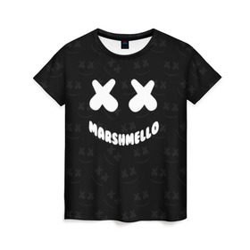 Женская футболка 3D с принтом MARSHMELLO в Екатеринбурге, 100% полиэфир ( синтетическое хлопкоподобное полотно) | прямой крой, круглый вырез горловины, длина до линии бедер | dj | marshmello | usa | америка | клубная музыка | маршмелло | музыка | музыкант