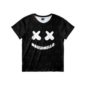 Детская футболка 3D с принтом MARSHMELLO в Екатеринбурге, 100% гипоаллергенный полиэфир | прямой крой, круглый вырез горловины, длина до линии бедер, чуть спущенное плечо, ткань немного тянется | dj | marshmello | usa | америка | клубная музыка | маршмелло | музыка | музыкант