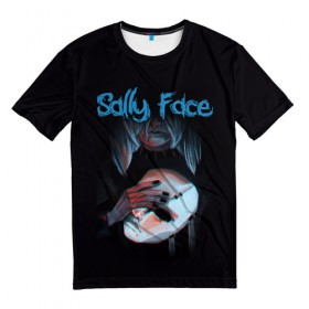 Мужская футболка 3D с принтом Sally Face в Екатеринбурге, 100% полиэфир | прямой крой, круглый вырез горловины, длина до линии бедер | sally face | загадка | лицо | протез | салли фейс | соседи | странные | тайна | ужас | фишер