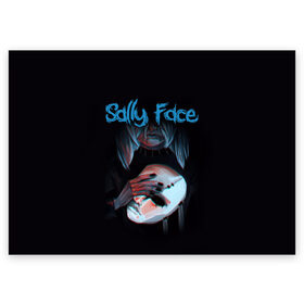Поздравительная открытка с принтом Sally Face в Екатеринбурге, 100% бумага | плотность бумаги 280 г/м2, матовая, на обратной стороне линовка и место для марки
 | sally face | загадка | лицо | протез | салли фейс | соседи | странные | тайна | ужас | фишер