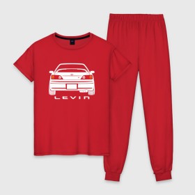 Женская пижама хлопок с принтом Toyota Levin AE111 в Екатеринбурге, 100% хлопок | брюки и футболка прямого кроя, без карманов, на брюках мягкая резинка на поясе и по низу штанин | 