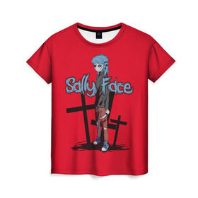 Женская футболка 3D с принтом Салли Фейс в Екатеринбурге, 100% полиэфир ( синтетическое хлопкоподобное полотно) | прямой крой, круглый вырез горловины, длина до линии бедер | sally face | загадка | лицо | протез | салли фейс | соседи | странные | тайна | ужас | фишер