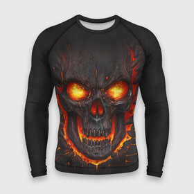 Мужской рашгард 3D с принтом Skull Lava в Екатеринбурге,  |  | dead | demon | devil | executioner | metal | punisher | rap | rock | satan | skull | swag | каратель | метал | палач | рок | скелет | череп