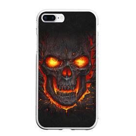 Чехол для iPhone 7Plus/8 Plus матовый с принтом Skull Lava в Екатеринбурге, Силикон | Область печати: задняя сторона чехла, без боковых панелей | dead | demon | devil | executioner | metal | punisher | rap | rock | satan | skull | swag | каратель | метал | палач | рок | скелет | череп