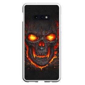 Чехол для Samsung S10E с принтом Skull Lava в Екатеринбурге, Силикон | Область печати: задняя сторона чехла, без боковых панелей | Тематика изображения на принте: dead | demon | devil | executioner | metal | punisher | rap | rock | satan | skull | swag | каратель | метал | палач | рок | скелет | череп