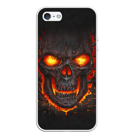 Чехол для iPhone 5/5S матовый с принтом Skull Lava в Екатеринбурге, Силикон | Область печати: задняя сторона чехла, без боковых панелей | Тематика изображения на принте: dead | demon | devil | executioner | metal | punisher | rap | rock | satan | skull | swag | каратель | метал | палач | рок | скелет | череп