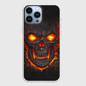 Чехол для iPhone 13 Pro Max с принтом Skull Lava в Екатеринбурге,  |  | dead | demon | devil | executioner | metal | punisher | rap | rock | satan | skull | swag | каратель | метал | палач | рок | скелет | череп