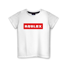Детская футболка хлопок с принтом ROBLOX в Екатеринбурге, 100% хлопок | круглый вырез горловины, полуприлегающий силуэт, длина до линии бедер | game | gamer | logo | minecraft | roblox | simulator | игра | конструктор | лого | симулятор | строительство | фигура