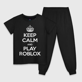 Детская пижама хлопок с принтом Keep Calm and Play Roblox в Екатеринбурге, 100% хлопок |  брюки и футболка прямого кроя, без карманов, на брюках мягкая резинка на поясе и по низу штанин
 | game | keep calm | logo | play roblox | roblox | детский | замолчи | заткнись | играй | кип калм | лого | логотип | надпись | ребенку | ребенок | роблокс
