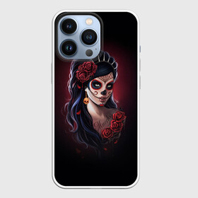 Чехол для iPhone 13 Pro с принтом Muertos   День Мертвых в Екатеринбурге,  |  | dead | girl | girls | metal | muertos | rap | rock | skeleton | skull | девукша | день | зомби | мексика | мертвецы | мертвых | метал | музыка | рок | рэп | скелет | тату | череп