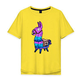 Мужская футболка хлопок Oversize с принтом FORTNITE Lama в Екатеринбурге, 100% хлопок | свободный крой, круглый ворот, “спинка” длиннее передней части | battle royale | fn | fortnite | fortnite dance | lama | батл рояль | лама | оляша | фортнайт
