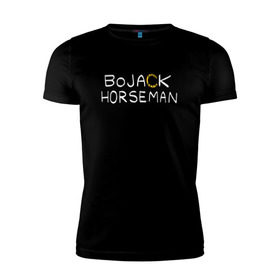 Мужская футболка премиум с принтом Конь БоДжек в Екатеринбурге, 92% хлопок, 8% лайкра | приталенный силуэт, круглый вырез ворота, длина до линии бедра, короткий рукав | Тематика изображения на принте: bo jack | bojack | horse | horseman | man | бо джек | боджек | конь