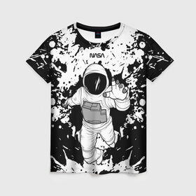 Женская футболка 3D с принтом NASA в Екатеринбурге, 100% полиэфир ( синтетическое хлопкоподобное полотно) | прямой крой, круглый вырез горловины, длина до линии бедер | nasa | астронавт | звезды | земля | космонавт | космос | луна | марс | наса | планета | роскосмос | созвездие | шатл