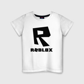 Детская футболка хлопок с принтом ROBLOX в Екатеринбурге, 100% хлопок | круглый вырез горловины, полуприлегающий силуэт, длина до линии бедер | game | gamer | logo | minecraft | roblox | simulator | игра | конструктор | лого | симулятор | строительство | фигура