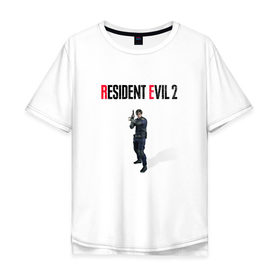 Мужская футболка хлопок Oversize с принтом Resident Evil 2 : Remake (Leon Kennedy) в Екатеринбурге, 100% хлопок | свободный крой, круглый ворот, “спинка” длиннее передней части | 