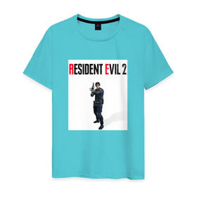 Мужская футболка хлопок с принтом Resident Evil 2 : Remake (Leon Kennedy) в Екатеринбурге, 100% хлопок | прямой крой, круглый вырез горловины, длина до линии бедер, слегка спущенное плечо. | Тематика изображения на принте: 