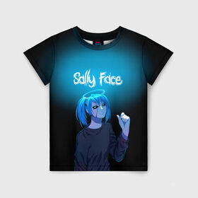 Детская футболка 3D с принтом Sally Face в Екатеринбурге, 100% гипоаллергенный полиэфир | прямой крой, круглый вырез горловины, длина до линии бедер, чуть спущенное плечо, ткань немного тянется | blue | diane | face | fisher | gizmo | henry | johnson | killer | larry | sally | генри | гизмо | джонсон | диана | ларри | лицо | салли | фейс | фишер