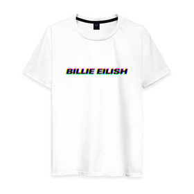 Мужская футболка хлопок с принтом Billie Eilish в Екатеринбурге, 100% хлопок | прямой крой, круглый вырез горловины, длина до линии бедер, слегка спущенное плечо. | bilie | billie | eilish | айлиш | алиш | били | билли | инди | музыка | поп | эйлиш | элиш