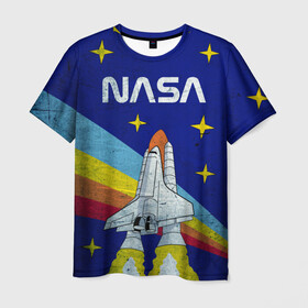 Мужская футболка 3D с принтом NASA в Екатеринбурге, 100% полиэфир | прямой крой, круглый вырез горловины, длина до линии бедер | shuttle | space | звёзды | космос | маск | наса | ракета | шатл