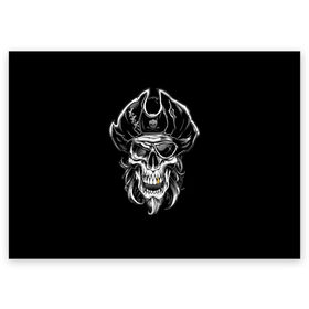 Поздравительная открытка с принтом Пиратский череп в Екатеринбурге, 100% бумага | плотность бумаги 280 г/м2, матовая, на обратной стороне линовка и место для марки
 | dead | demon | devil | executioner | metal | pirat | punisher | rap | rock | satan | sea | skull | swag | каратель | метал | море | океан | палач | пират | рок | скелет | череп