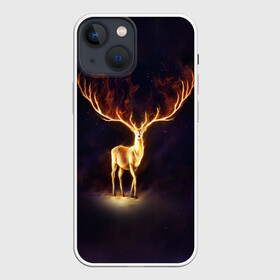 Чехол для iPhone 13 mini с принтом Огненный олень в Екатеринбурге,  |  | deer | fire | flame | horns | огонь | пламя | рога