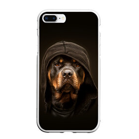 Чехол для iPhone 7Plus/8 Plus матовый с принтом Ротвейлер в капюшоне в Екатеринбурге, Силикон | Область печати: задняя сторона чехла, без боковых панелей | rottweiler | капюшон | молоссы | пастух | пёс | собака | щенок
