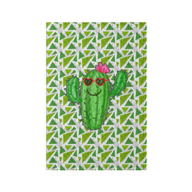 Обложка для паспорта матовая кожа с принтом Позитивный кактус в Екатеринбурге, натуральная матовая кожа | размер 19,3 х 13,7 см; прозрачные пластиковые крепления | Тематика изображения на принте: веселый кактус | зеленый | иголки | кактусы | колючий | летний | лето | настроение | прикольный | радостный | счастье | цветок | цветы | эмоции