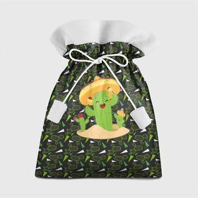 Подарочный 3D мешок с принтом Мексиканский кактус в Екатеринбурге, 100% полиэстер | Размер: 29*39 см | Тематика изображения на принте: веселый кактус | зеленый | иголки | кактусы | колючий | летний | лето | настроение | прикольный | радостный | счастье | цветок | цветы | эмоции
