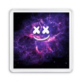 Магнит 55*55 с принтом Marshmello Cosmos в Екатеринбурге, Пластик | Размер: 65*65 мм; Размер печати: 55*55 мм | marshmello | диджей | звезды | клуб | клубная музыка | космос | маршмеллоу | маршмэлло | маршмэллоу | музыка | небо | ночь | электронная