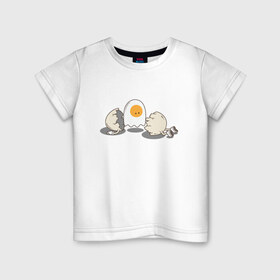 Детская футболка хлопок с принтом Soul в Екатеринбурге, 100% хлопок | круглый вырез горловины, полуприлегающий силуэт, длина до линии бедер | белок | душа | желток | омлет | приведение | призрак | разбитый | юмор | яичко | яйцо