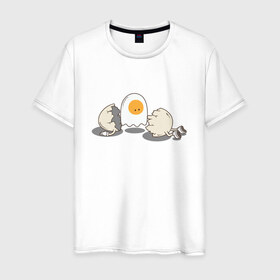 Мужская футболка хлопок с принтом Soul в Екатеринбурге, 100% хлопок | прямой крой, круглый вырез горловины, длина до линии бедер, слегка спущенное плечо. | белок | душа | желток | омлет | приведение | призрак | разбитый | юмор | яичко | яйцо