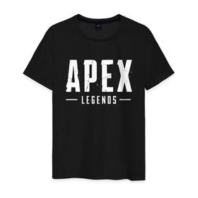 Мужская футболка хлопок с принтом APEX LEGENDS в Екатеринбурге, 100% хлопок | прямой крой, круглый вырез горловины, длина до линии бедер, слегка спущенное плечо. | apex | apex legends | battle | battle royal | titanfall | апекс | апекс легендс | батл рояль | битва | война | королевская битва
